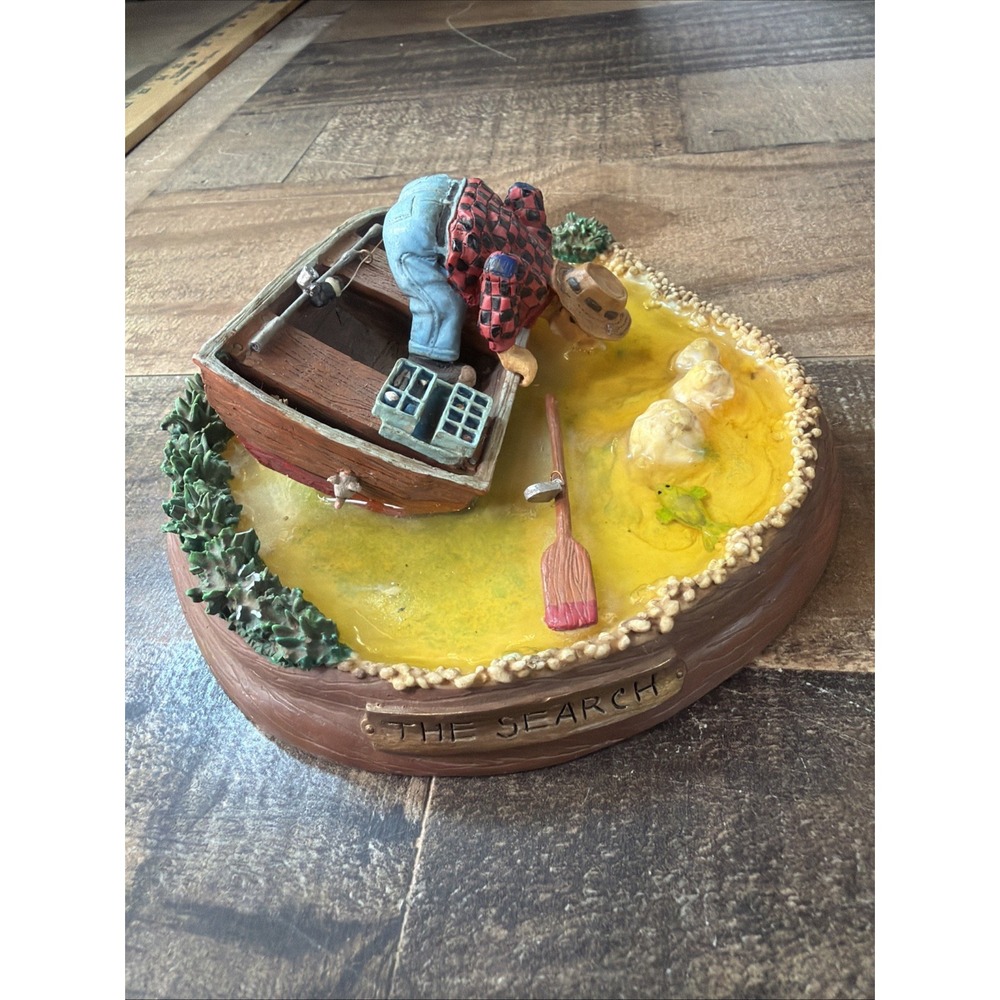 Gary Patterson The Search Fishing Ceramic Acrylic Figurine Boat Lake 1979 *Read*
